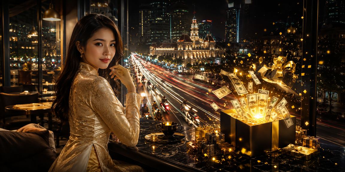 Người phụ nữ Hồ Chí Minh mặc áo dài xem kết quả cá cược trực tuyến trên điện thoại